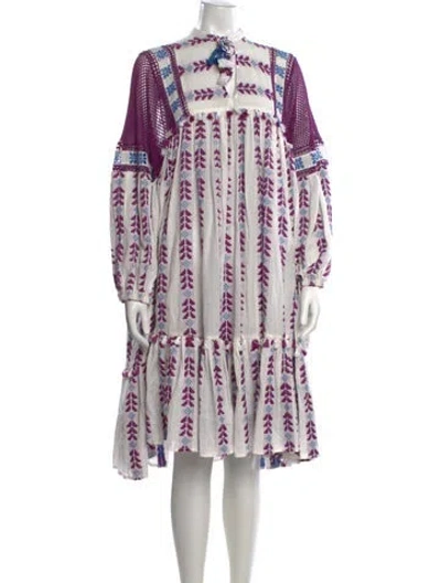 Pre-owned Dodo Bar Or Printed Midi Length Dress In Purple/white