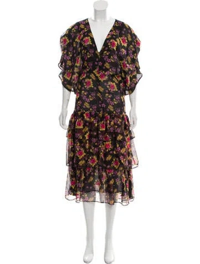 Pre-owned Dodo Bar Or Printed Midi Length Dress W/ Tags In Black