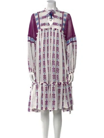 Pre-owned Dodo Bar Or Printed Midi Length Dress In White