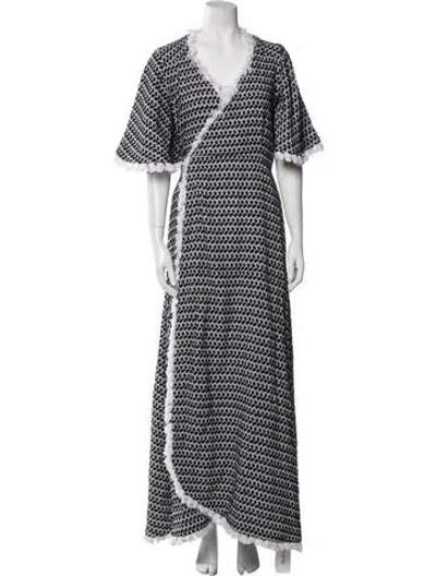 Pre-owned Dodo Bar Or Printed Robe In Blue