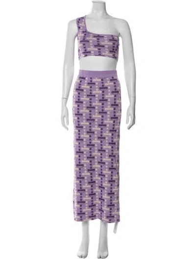 Pre-owned Dodo Bar Or Printed Skirt Suit In Purple