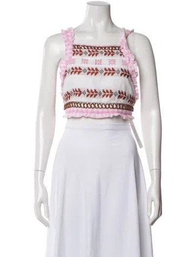 Pre-owned Dodo Bar Or Printed Square Neckline Crop Top In Multi