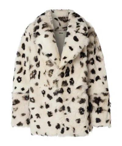 Dodo Bar Or Printed Stylish Leather Coat In White