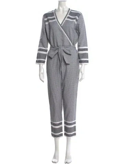 Pre-owned Dodo Bar Or Printed V-neck Jumpsuit In Black