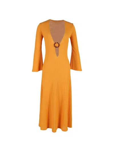 Pre-owned Dodo Bar Or Ring-embellished Cut-out Dress In Orange
