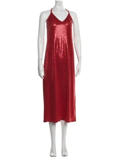Pre-owned Dodo Bar Or Sequin Midi Length Dress In Red