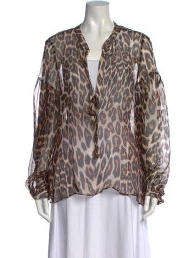 Pre-owned Dodo Bar Or Silk Animal Print Blouse In Multicolor