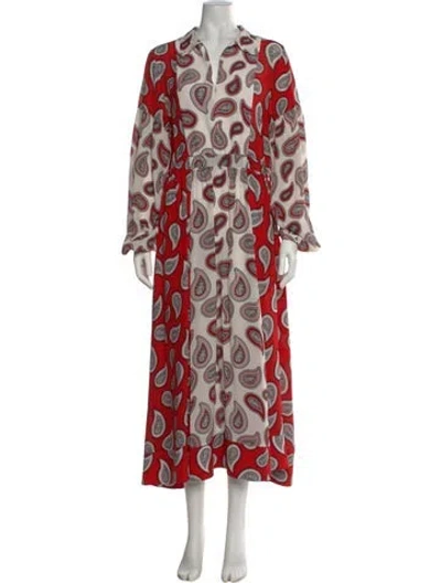Pre-owned Dodo Bar Or Silk Long Dress In Red