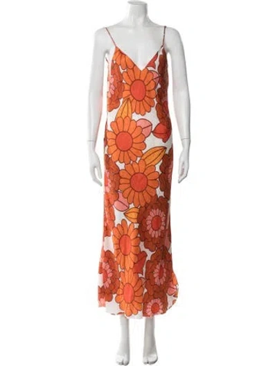Pre-owned Dodo Bar Or Silk Long Dress In Red