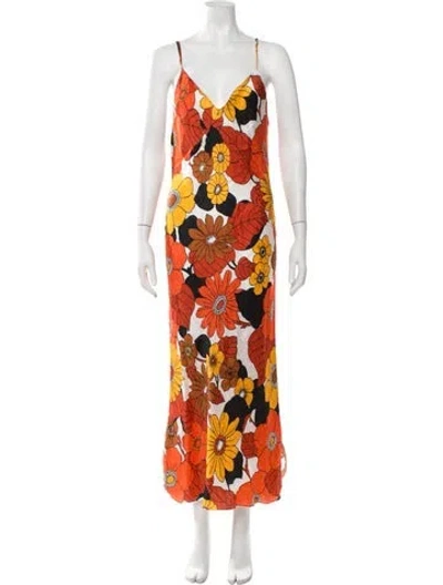 Pre-owned Dodo Bar Or Silk Long Dress In Red
