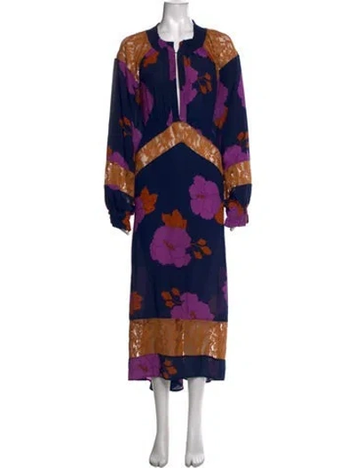 Pre-owned Dodo Bar Or Silk Midi Length Dress In Blue