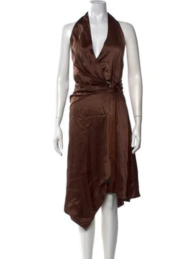 Pre-owned Dodo Bar Or Silk Midi Length Dress In Brown