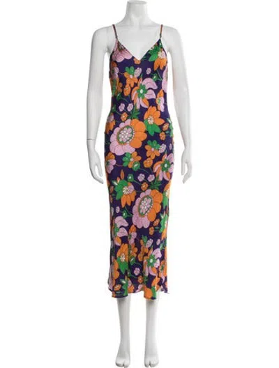 Pre-owned Dodo Bar Or Silk Midi Length Dress In Purple