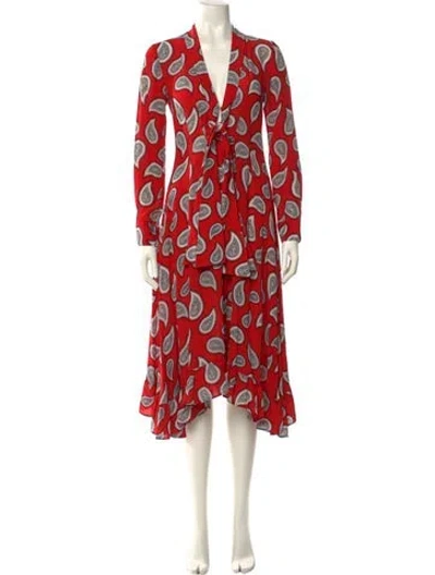 Pre-owned Dodo Bar Or Silk Midi Length Dress In Red