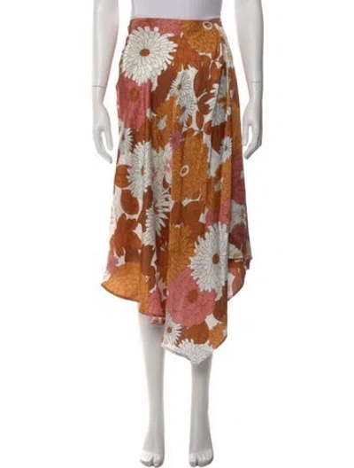 Pre-owned Dodo Bar Or Silk Midi Length Skirt In Orange