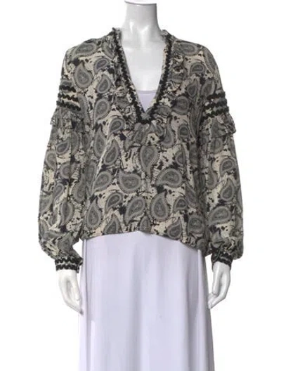 Pre-owned Dodo Bar Or Silk Paisley Print Blouse In Neutrals