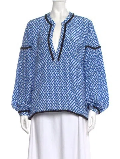 Pre-owned Dodo Bar Or Silk Patterned Blouse In Blue
