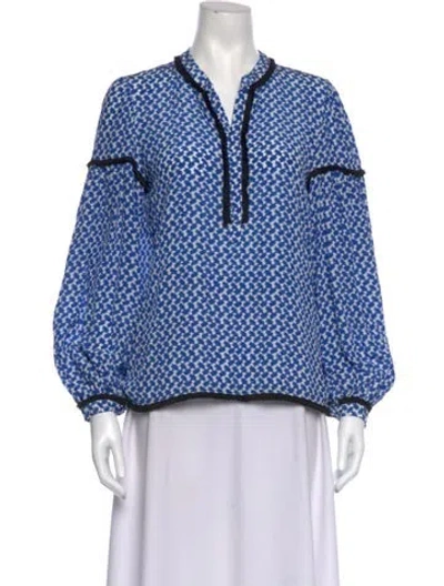Pre-owned Dodo Bar Or Silk Patterned Top In Blue
