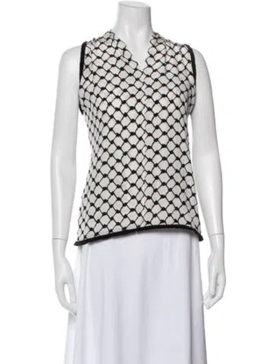 Pre-owned Dodo Bar Or Silk Patterned Top In White