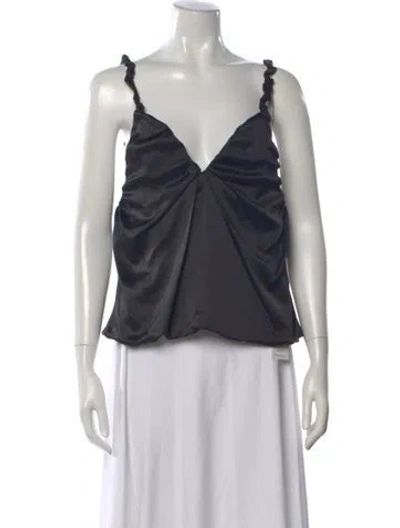 Pre-owned Dodo Bar Or Silk V-neck Top In Gray