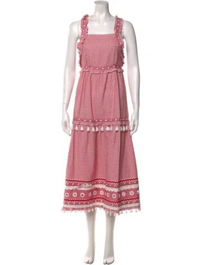 Pre-owned Dodo Bar Or Square Neckline Long Dress In Red