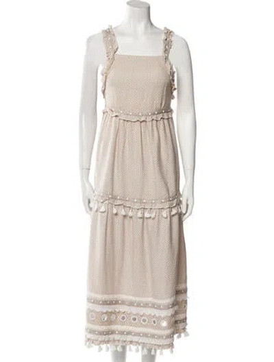 Pre-owned Dodo Bar Or Square Neckline Midi Length Dress In Neutral