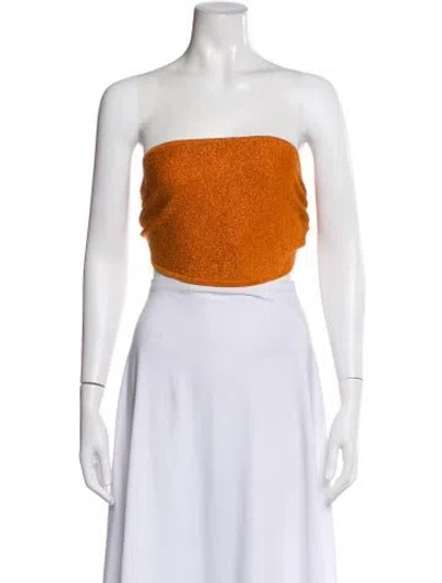 Pre-owned Dodo Bar Or Strapless Crop Top In Orange