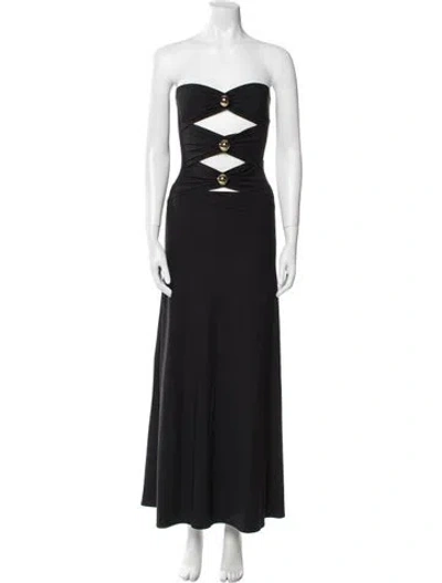 Pre-owned Dodo Bar Or Strapless Long Dress In Black