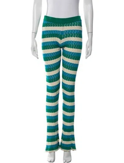 Pre-owned Dodo Bar Or Striped Flared Pants In Blue/green