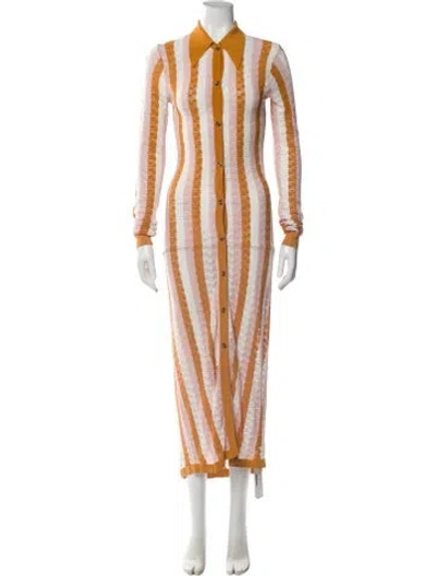 Pre-owned Dodo Bar Or Striped Long Dress In Red