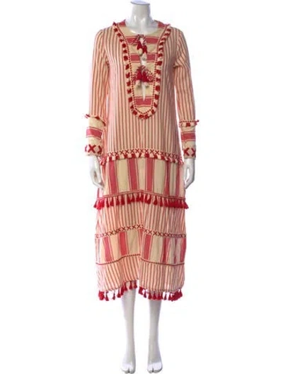 Pre-owned Dodo Bar Or Striped Long Dress In Red