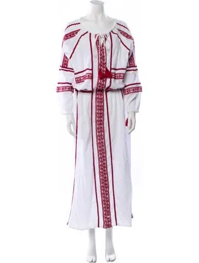 Pre-owned Dodo Bar Or Striped Long Dress In White