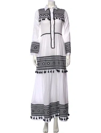 Pre-owned Dodo Bar Or Striped Long Dress In White