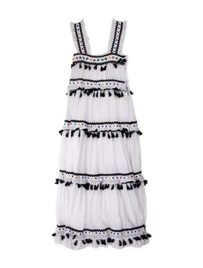 Pre-owned Dodo Bar Or Striped Long Dress In White