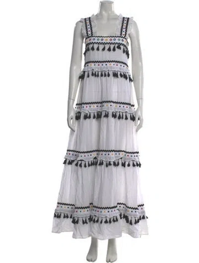 Pre-owned Dodo Bar Or Striped Long Dress In White
