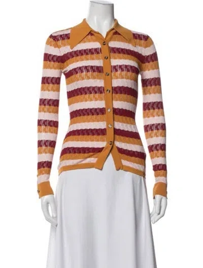 Pre-owned Dodo Bar Or Striped Long Sleeve Button-up Top In Multicolor