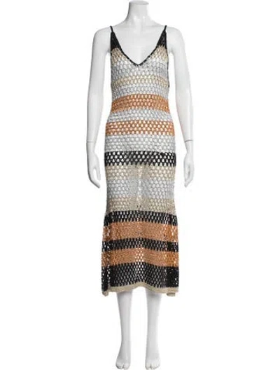 Pre-owned Dodo Bar Or Striped Midi Length Dress In Black/metallic