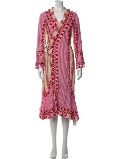 Pre-owned Dodo Bar Or Striped Midi Length Dress In Multi