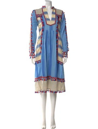 Pre-owned Dodo Bar Or Striped Midi Length Dress In Neutrals