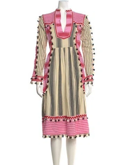 Pre-owned Dodo Bar Or Striped Midi Length Dress In Pink