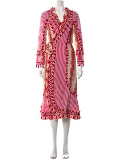 Pre-owned Dodo Bar Or Striped Midi Length Dress In Pink/red