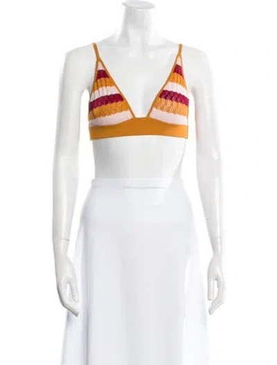 Pre-owned Dodo Bar Or Striped V-neck Crop Top W/ Tags In Orange