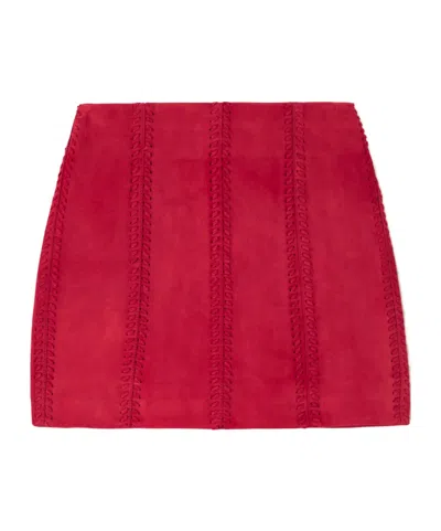 Dodo Bar Or Talla Whipstitched Suede Mini Skirt In Brown