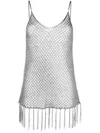 Dodo Bar Or Open-knit Fringed Top In Grey