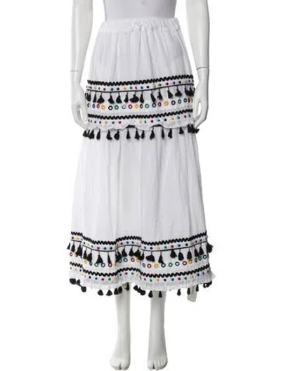 Pre-owned Dodo Bar Or Tassel Accents Midi Length Skirt In White