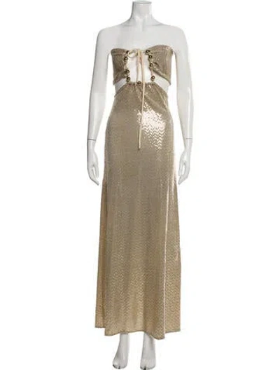 Pre-owned Dodo Bar Or Tie-dye Print Long Dress In Neutral