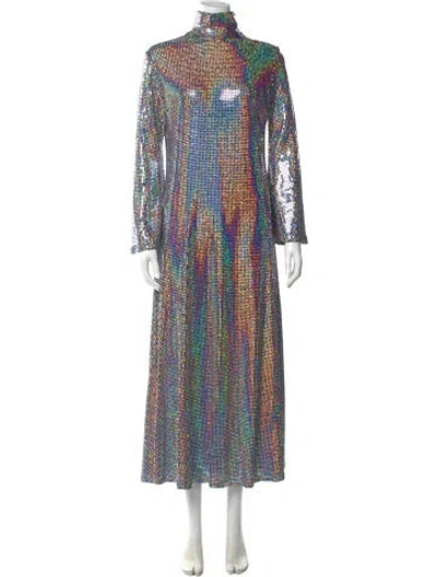 Pre-owned Dodo Bar Or Turtleneck Long Dress In Multi
