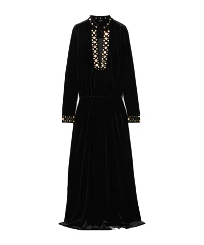 Dodo Bar Or Velvet Maxi Dress With Stud Embellishments In Black