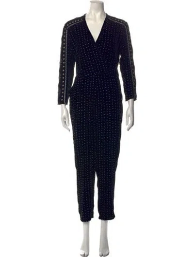 Pre-owned Dodo Bar Or Velvet Patterned Jumpsuit In Black
