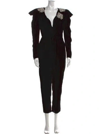 Pre-owned Dodo Bar Or V-neck Jumpsuit In Black